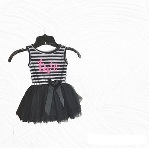 gl Black/White Striped Dress w Multi Tier Netted Layers on Skirt Toddler Girl 2T